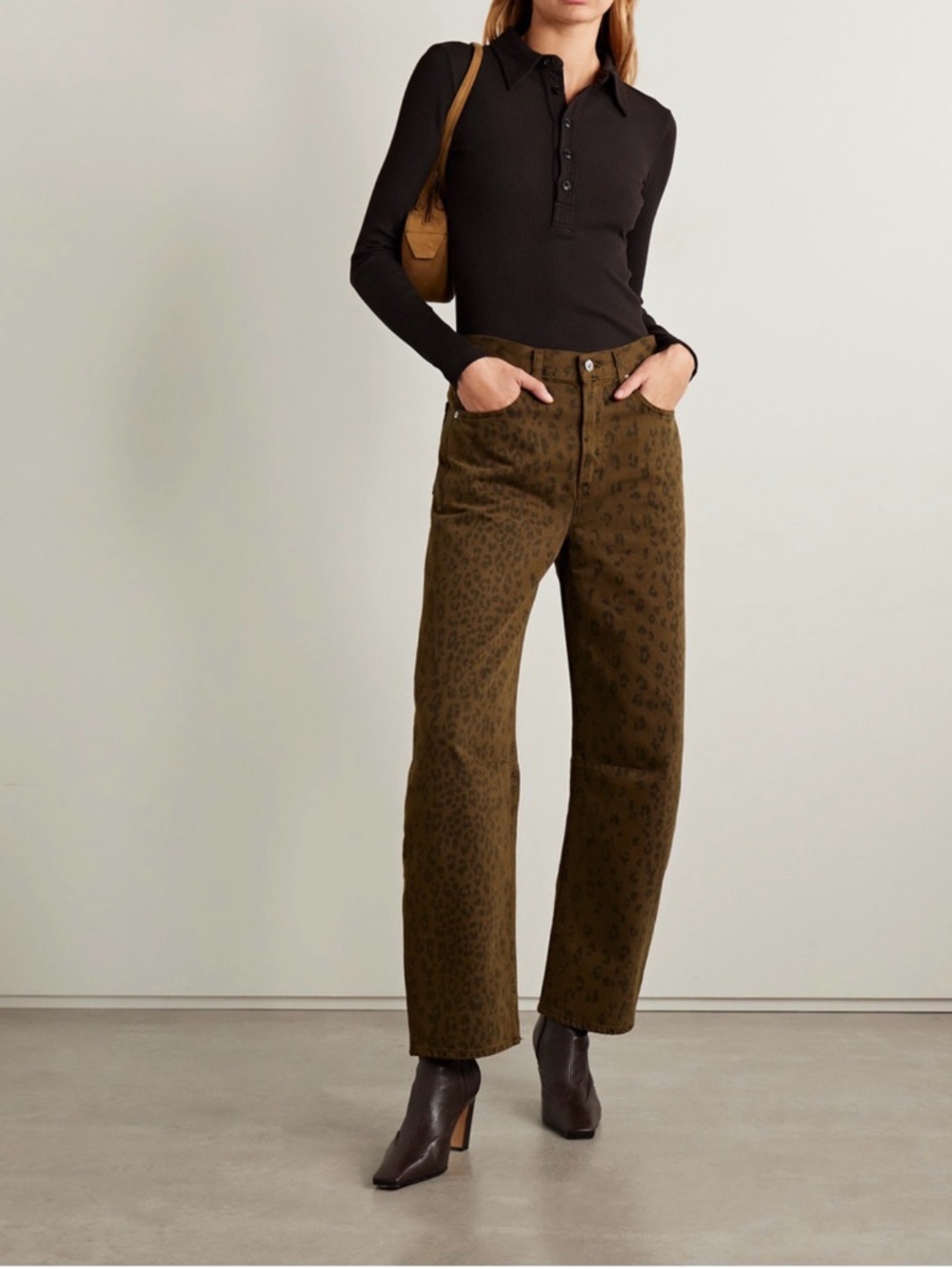 Citizens Of Humanity Olive Animal-Print Cropped Straight Jeans